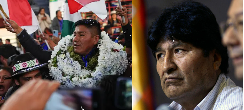 El nuevo líder del Mas en Bolivia, Grover García y Evo Morales